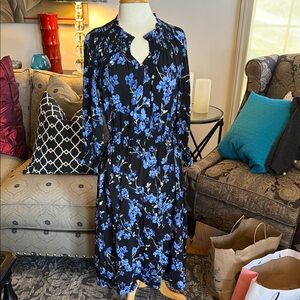 Floral Black and Blue Dress
